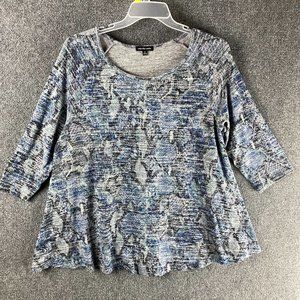 Chacha Vente Blouse 1X Women's 3/4 Sleeve Polyester Blend Adults